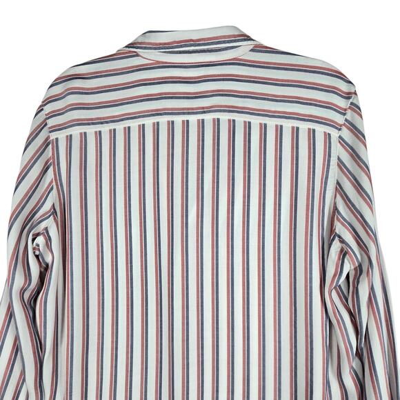 Frank & Eileen Eileen Button Down Shirt Women Small Modal Striped Blue Red Italy - Picture 10 of 12